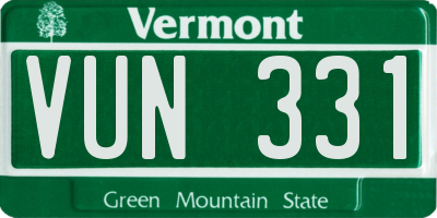 VT license plate VUN331