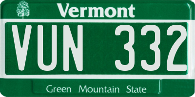VT license plate VUN332