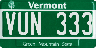 VT license plate VUN333