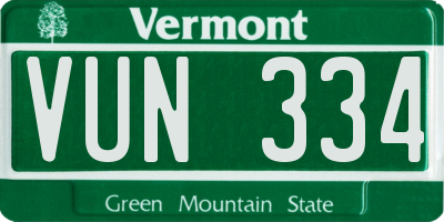 VT license plate VUN334