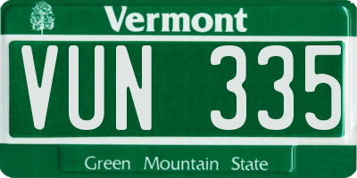 VT license plate VUN335
