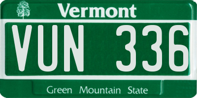 VT license plate VUN336