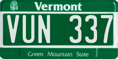 VT license plate VUN337