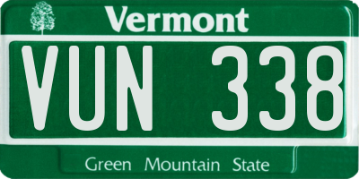 VT license plate VUN338