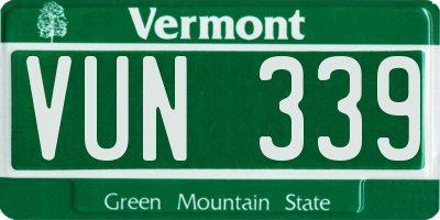VT license plate VUN339