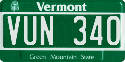 VT license plate VUN340