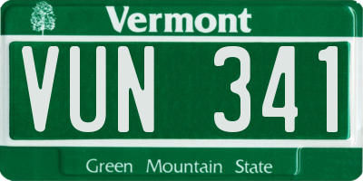 VT license plate VUN341