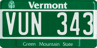 VT license plate VUN343
