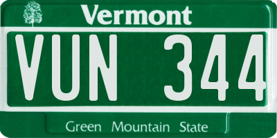 VT license plate VUN344