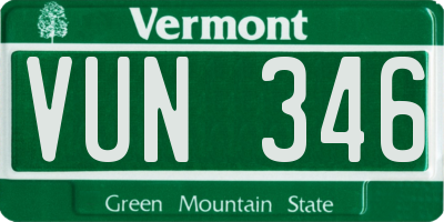 VT license plate VUN346