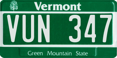 VT license plate VUN347