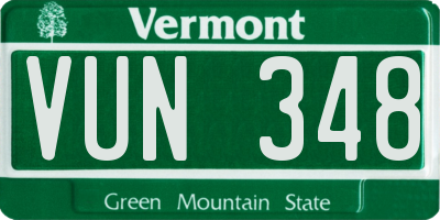 VT license plate VUN348