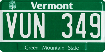 VT license plate VUN349