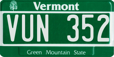 VT license plate VUN352