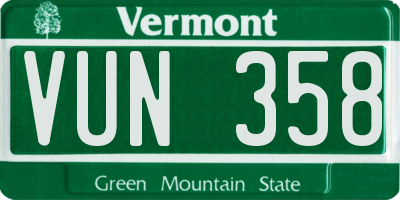 VT license plate VUN358
