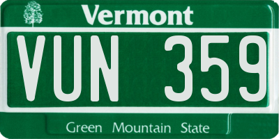 VT license plate VUN359