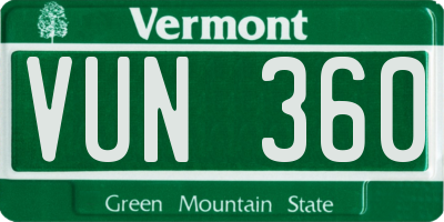 VT license plate VUN360