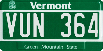 VT license plate VUN364