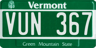 VT license plate VUN367