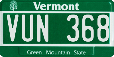 VT license plate VUN368