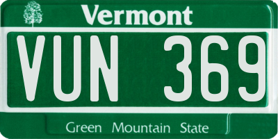 VT license plate VUN369