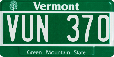 VT license plate VUN370
