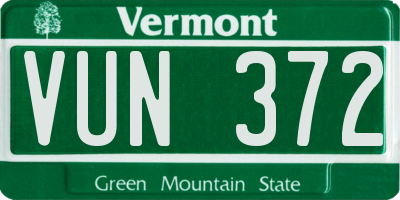 VT license plate VUN372