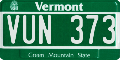 VT license plate VUN373
