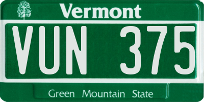 VT license plate VUN375