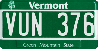 VT license plate VUN376