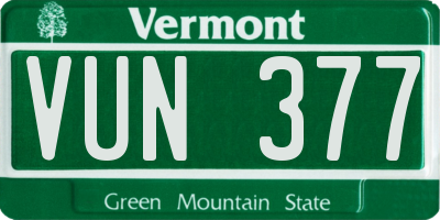 VT license plate VUN377