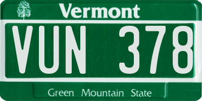 VT license plate VUN378