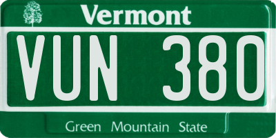 VT license plate VUN380