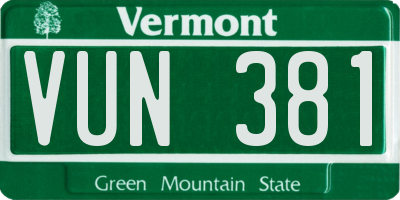 VT license plate VUN381