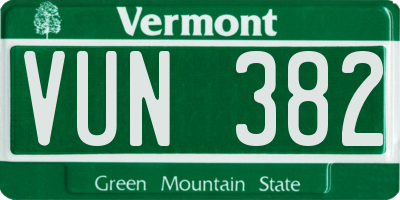 VT license plate VUN382