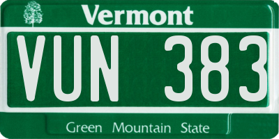 VT license plate VUN383