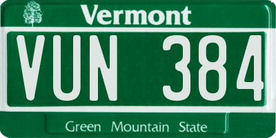 VT license plate VUN384