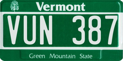 VT license plate VUN387