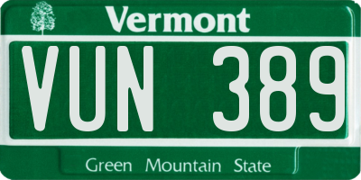 VT license plate VUN389