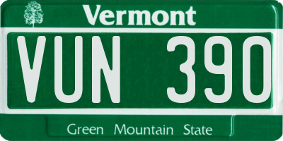 VT license plate VUN390