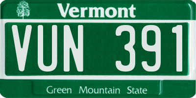 VT license plate VUN391