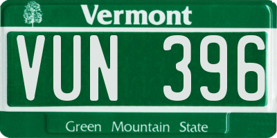 VT license plate VUN396