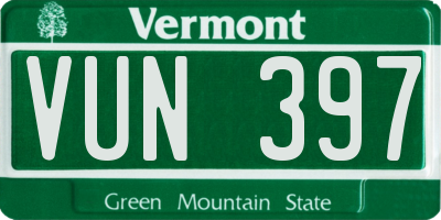 VT license plate VUN397