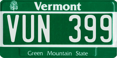 VT license plate VUN399