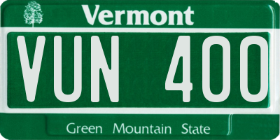VT license plate VUN400