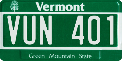 VT license plate VUN401