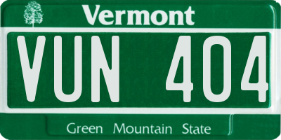 VT license plate VUN404