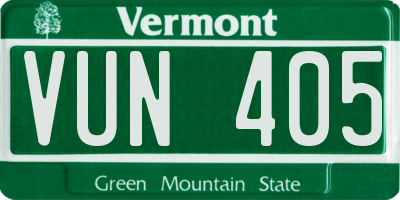 VT license plate VUN405