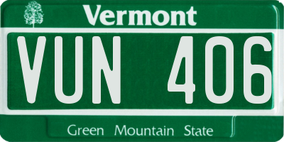 VT license plate VUN406