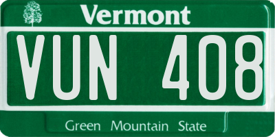 VT license plate VUN408